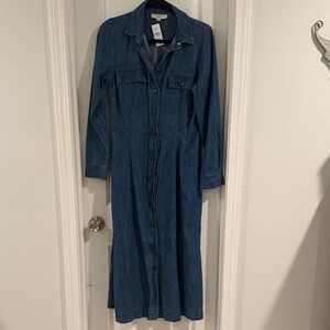 LOFT Blue Long Sleeve Denim Dress